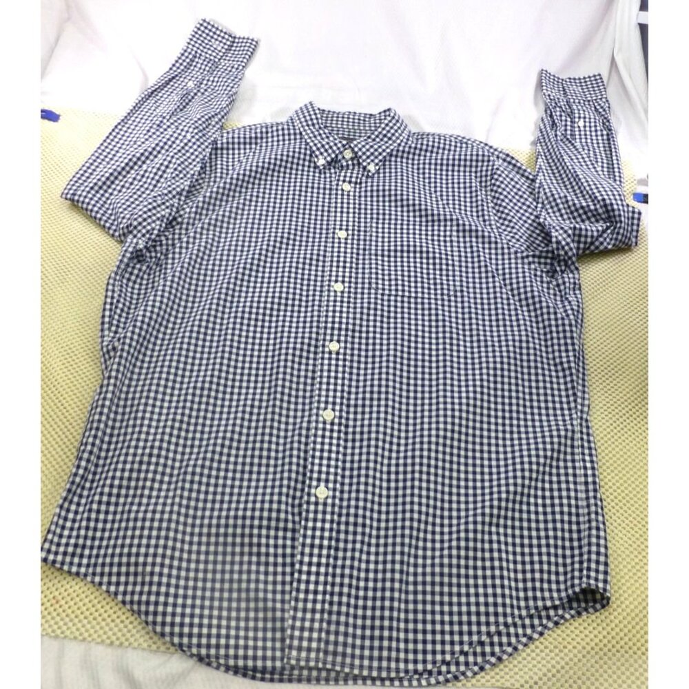Abercrombie & Fitch Navy Blue‎ Gingham Check Button Down Casual Shirt Xxl Preppy